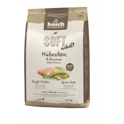 Bosch HPC SOFT Plus CHICKEN & Banana (begrūdis, vieno baltymo) 12,5kg + 2,5kg DOVANŲ!